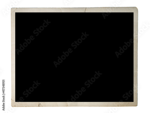 Blank old photo isolated on white
