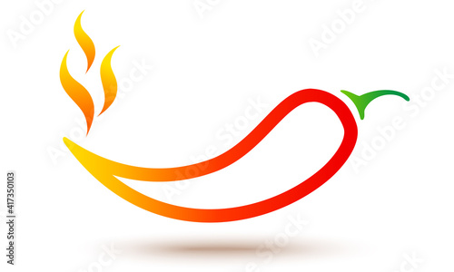 Vector icon of red chilli pepper in fire.