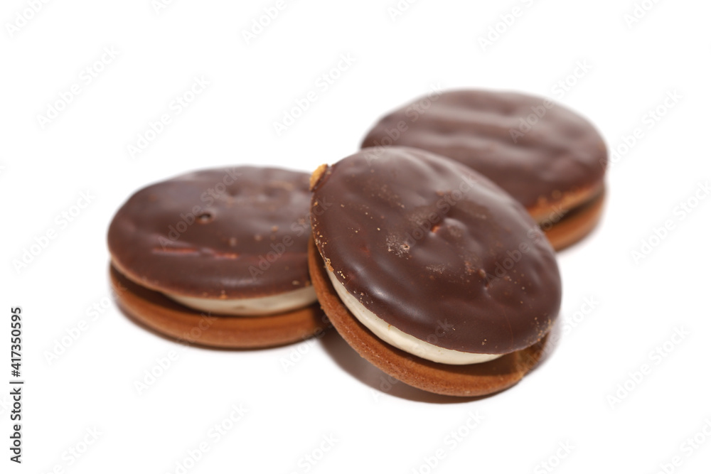 Chocolate cookies isolated on white