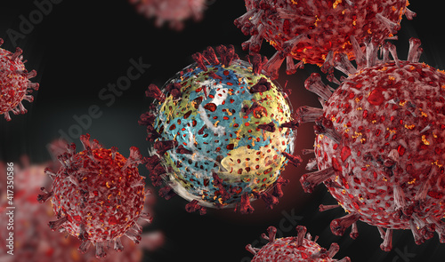 Coronavirus red virus symbo...