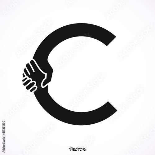 Hand Shake Incorporated in Letter C Concept.