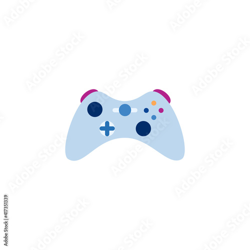 Digital controller, console, gadget for play in online computer video games. Isolated icon of gamepad, entertainment device for gamers. Flat vector illustration on white.