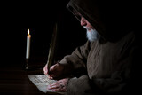 Medieval monk writes a letter