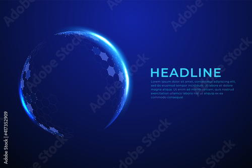 Power protective energy dome, shield on blue background