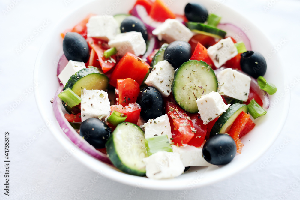 Fresh greek salad. Mediterranean cuisine.