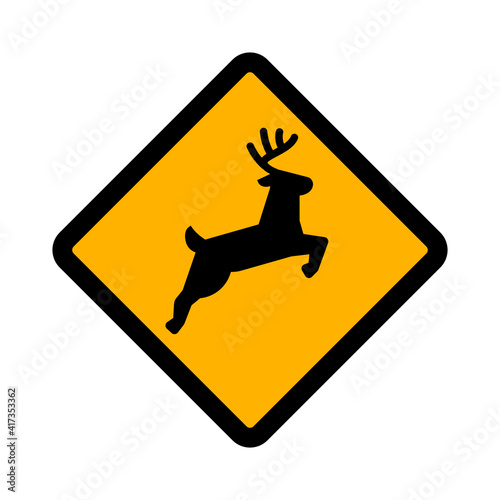 Flat vector icon of road sign Animal Crossing