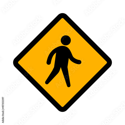 lat vector icon of road sign Crossing Ahead
