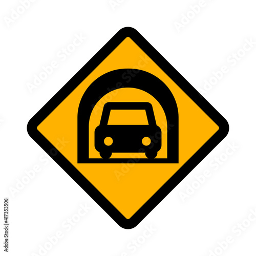 Flat vector icon of road sign Tunnel