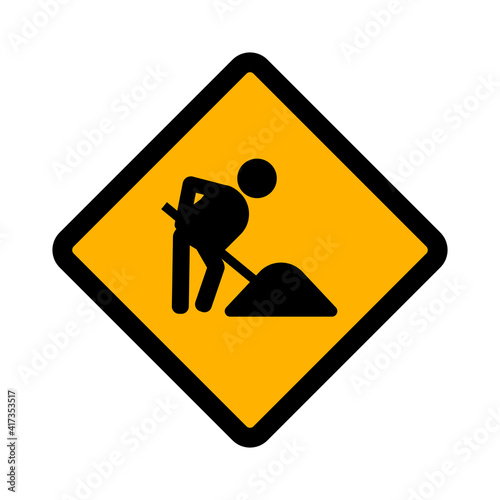 Flat vector icon of road sign Under Construction