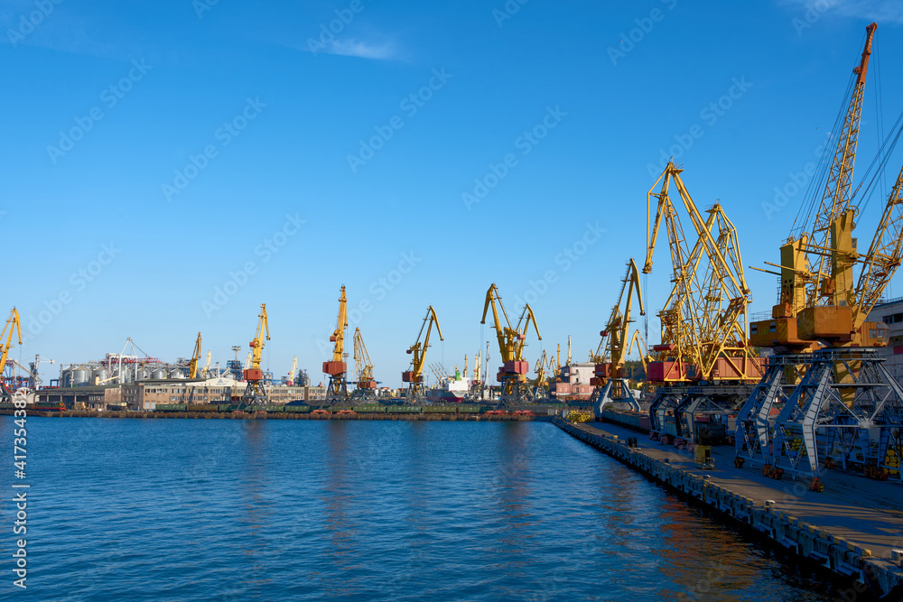 Logistics and transportation of container cargo ship. Water transport International.