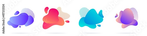Abstract liquid shape. Set of modern graphic elements. Fluid dynamical colored forms banner. Gradient abstract liquid shapes. Vector illustration.
