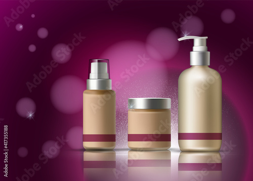 Skin cosmetics Vector realistic. BB cream. Lotion diffuser. Product packaging...