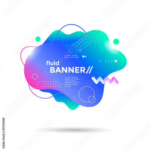 Creative design fluid banner with futuristic gradients shapes. Vibrant geometric elements. Minimal bright backgrounds for flyer, cover, brochure. 