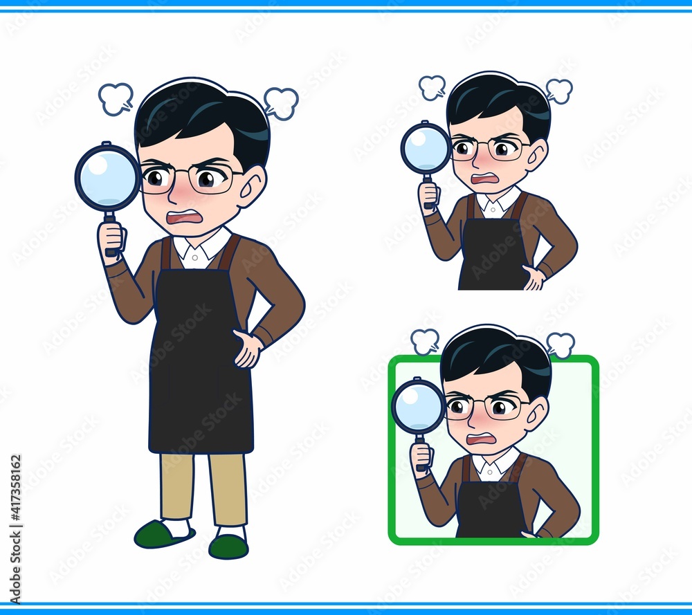 エプロンをしたアルバイトの男性