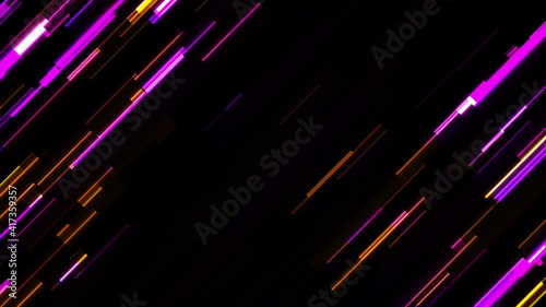 Abstract tech glowing neon lines background with glitch effect