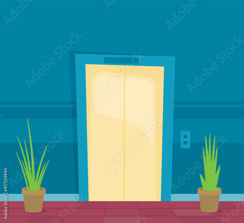 indoor and outdoor elevators in the building. flat vector illustrationindoor and outdoor elevators in the building. flat vector illustration