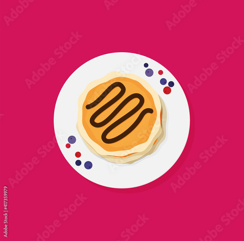 Pancakes for breakfast flat vector