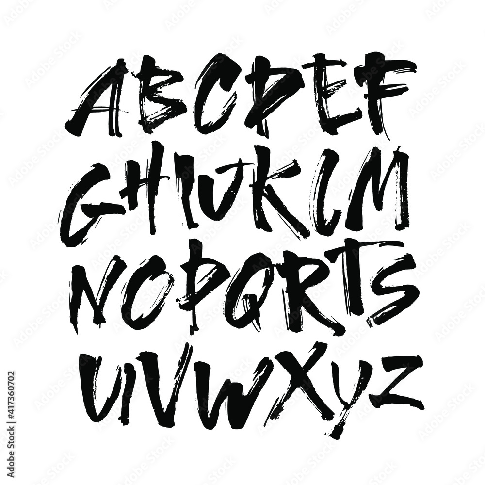 Vector Acrylic Brush Style Hand Drawn Alphabet Font. Calligraphy alphabet on a white background Vector Acrylic Brush Style Hand Drawn Alphabet Font. Calligraphy alphabet on a white background
