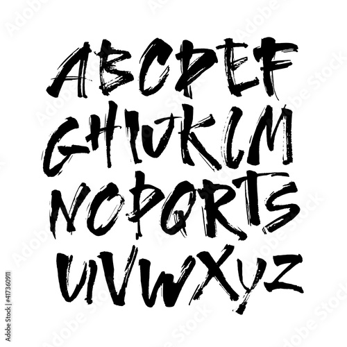 Vector Acrylic Brush Style Hand Drawn Alphabet Font. Calligraphy alphabet on a white background