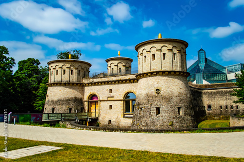 Luxembourg city, Luxembourg - July 15, 2019: Famous medieval Three Acorns fortress (Fort Thungen) in Luxembourg city