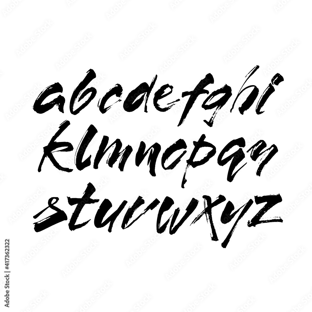 Vector Acrylic Brush Style Hand Drawn Alphabet Font. Calligraphy alphabet on a white background Vector Acrylic Brush Style Hand Drawn Alphabet Font. Calligraphy alphabet on a white background
