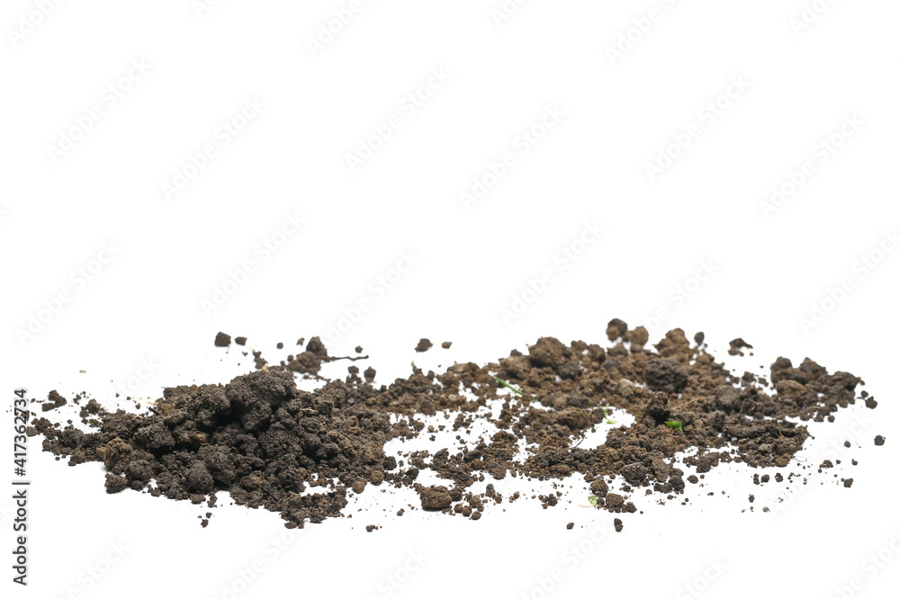 Fototapeta premium Dirt, soil pile isolated on white background