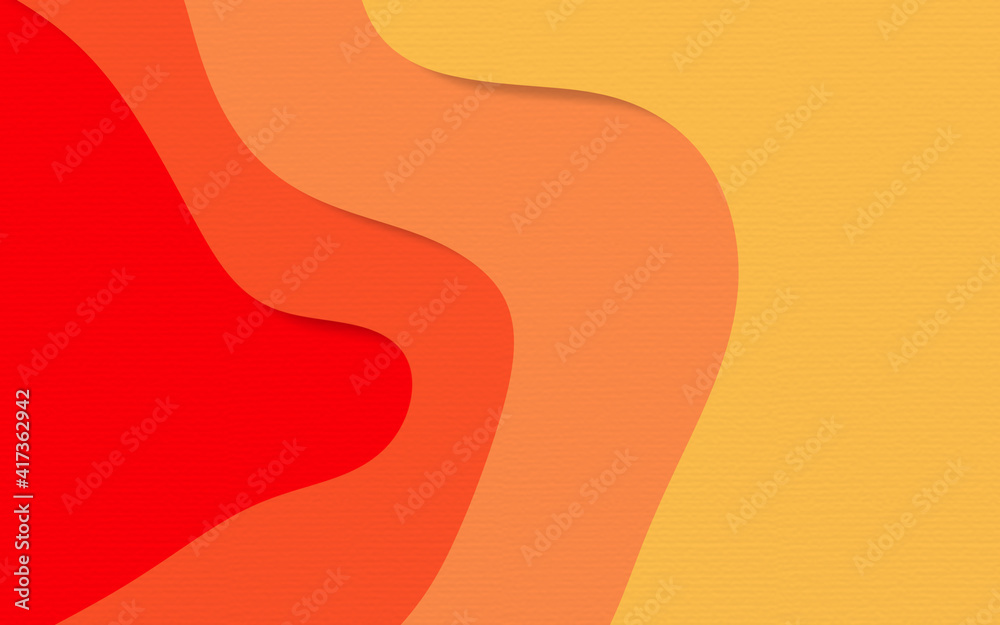 Abstract red orange and yellow paper cut shapes gradient background.paper art style textured with wavy layers 3D render.for background wallpaper and Business template. Abstract red orange and yellow paper cut shapes gradient background.paper art style textured with wavy layers 3D render.for background wallpaper and Business template.
