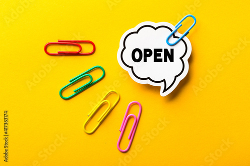 Open Concept Isolated On Yellow Background