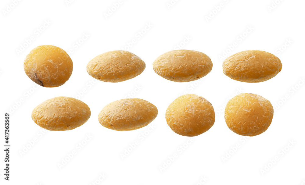 Obraz premium A set of yellow lentils. Isolated on a white background