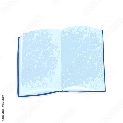 Vector colorful textured illustration of blank open book or copybook isolated on white background