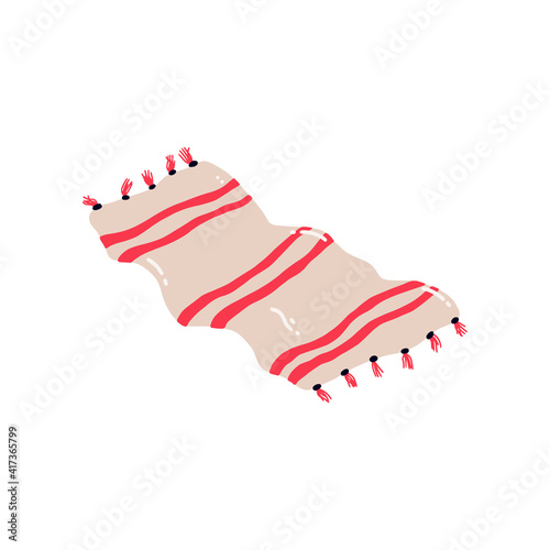Striped blanket, terry towel. Illustration of a blanket. Flat vector illustration isolated on a white background