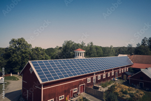 Building with solar panels on roof photo