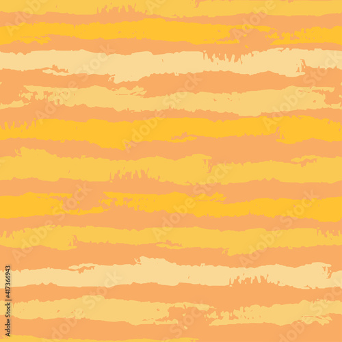 Vector yellow horizontal striped seamless pattern with brush strokes. Hand painted grange texture. Can be used for wallpaper, pattern fills, web page, surface textures, wrapping paper.