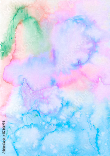 Abstract hand painted soft watercolor background.