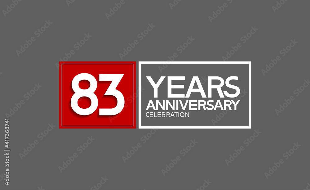 83 years anniversary in square with white and red color for celebration isolated on black background 83 years anniversary in square with white and red color for celebration isolated on black background