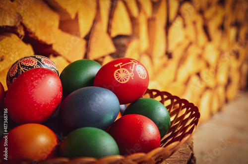 easter eggs in a basket