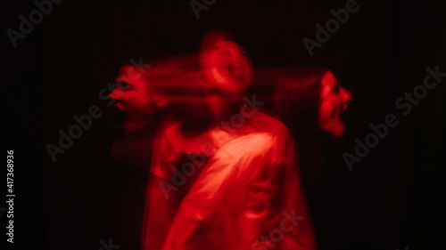 blurry female portrait of a psychotic with bipolar and schizophrenic disorders