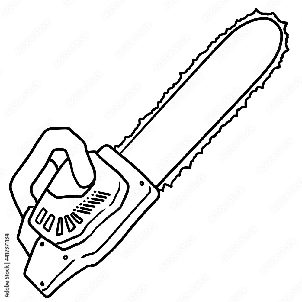 Realistic chainsaw line art illustration Realistic chainsaw line art illustration