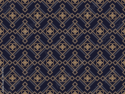 Art deco seamless pattern. Classic geometric retro ornament in gold and black in the style of the 1920s-1930s. Decor for prints, posters and interior design. Vector illustration