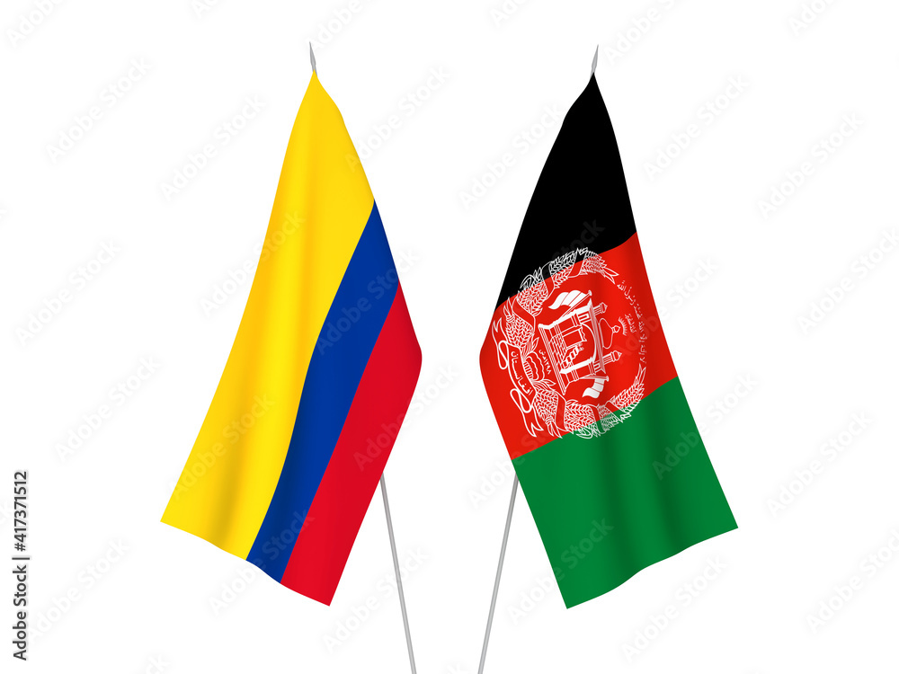 Colombia and Islamic Republic of Afghanistan flags Colombia and Islamic Republic of Afghanistan flags