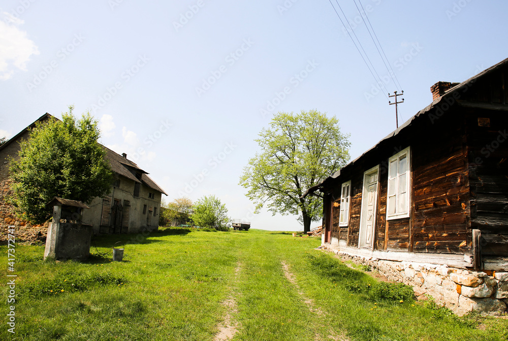 Countryside iwth cottages, Kielce Countryside Museum, Tokarnia, Swietokrzyskie, Poland