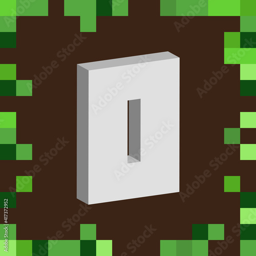 número 0, cero pixel 3d