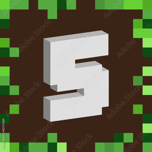 número 5, cinco pixel 3d