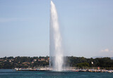Fountain against blue sky, Geneva, Switzerland