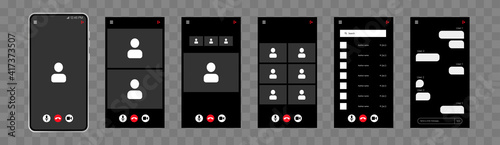 Group video meeting UI, video conference calls window overlay