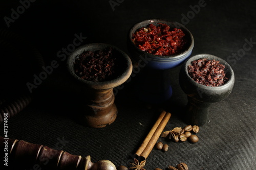bowl with hookah tobacco. shiisha smoking