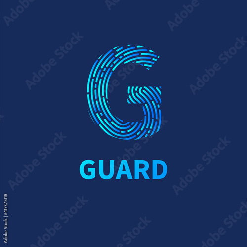 Guard symbol with fingerprint, security agency