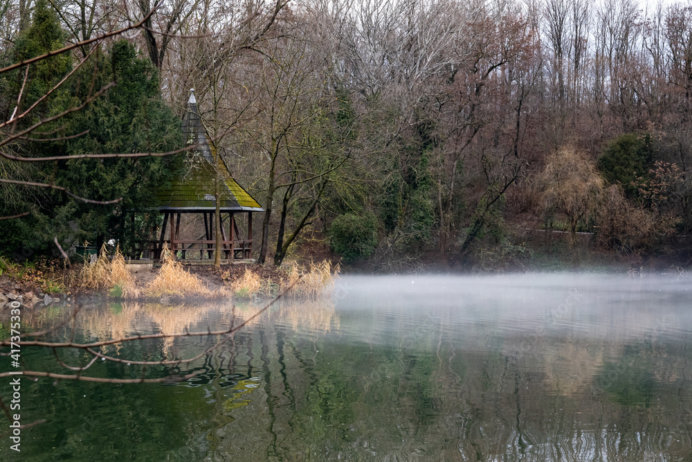 Fototapeta premium Recreation Area Kurpark Oberlaa, Vienna, Austria in winter