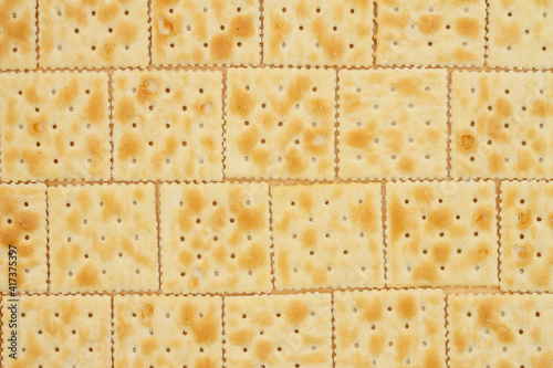 Fotografie Saltine crackers in rows background