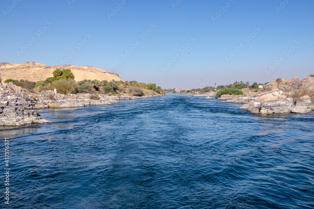 nice view of Nile River in Aswan, Egypt